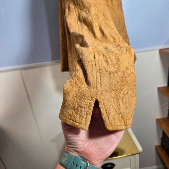 Coldwater Creek Large Petit Golden Tan Textured Paisley Button Up Fall Jacket - Picture 7 of 12